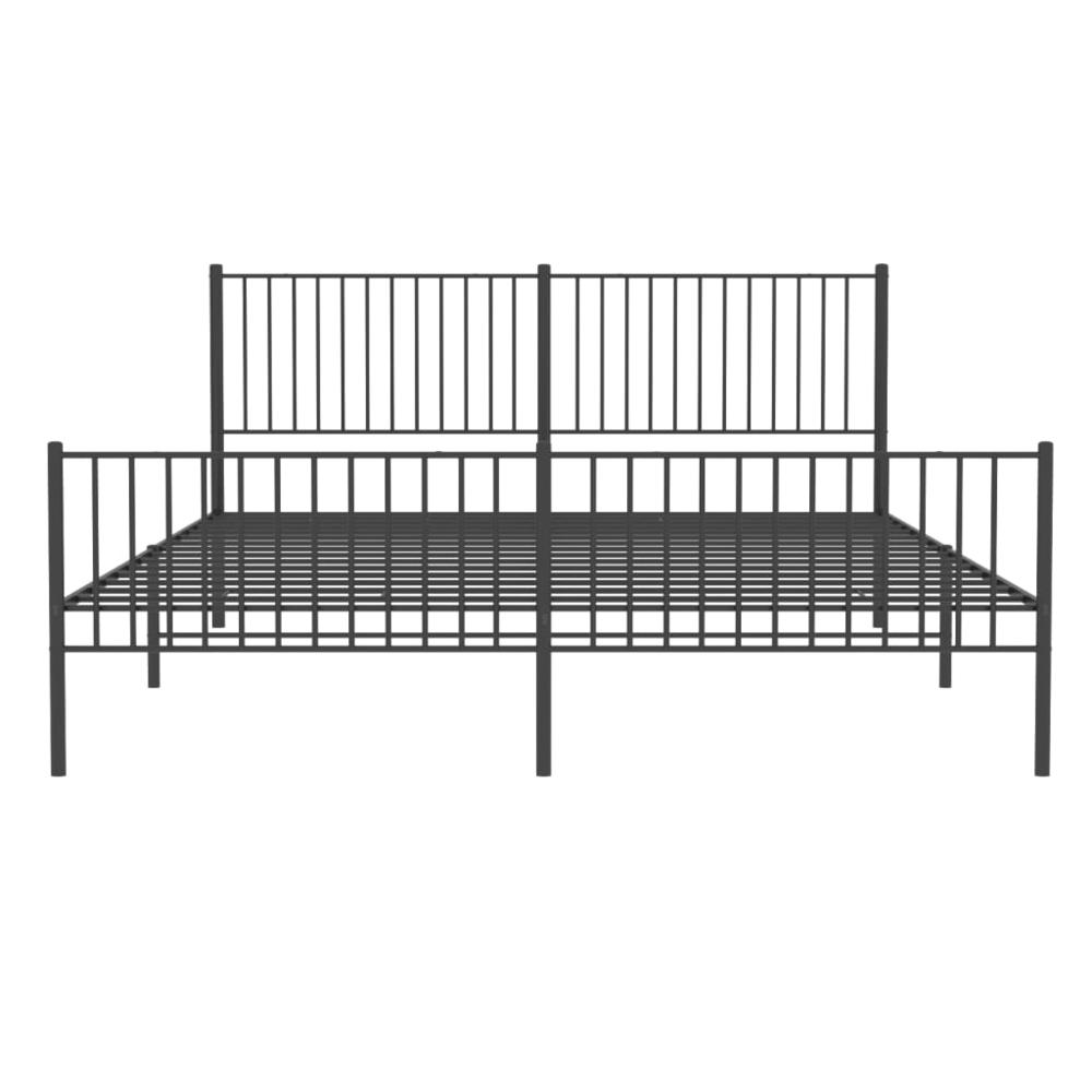 Metal Bed Frame with Headboard and Footboard Black 76"x79.9" King. Picture 4