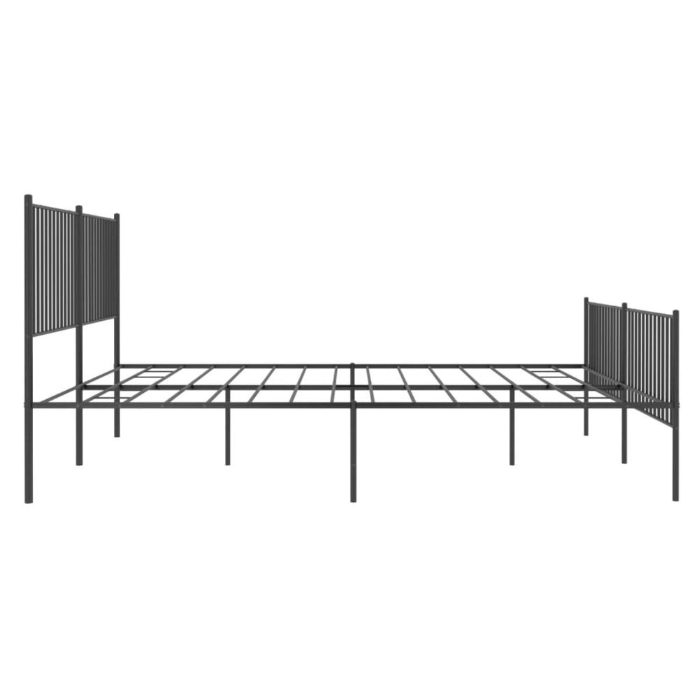 Metal Bed Frame with Headboard and Footboard Black 76"x79.9" King. Picture 5