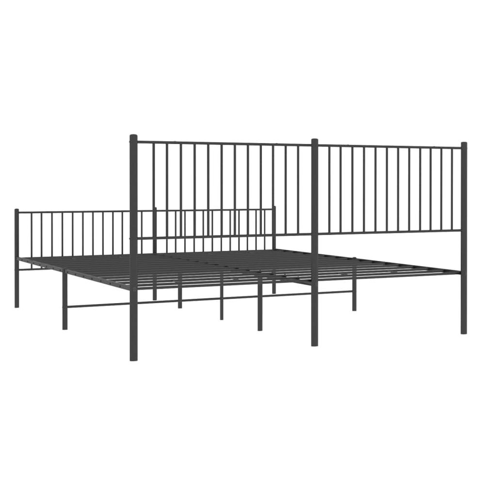 Metal Bed Frame with Headboard and Footboard Black 76"x79.9" King. Picture 6