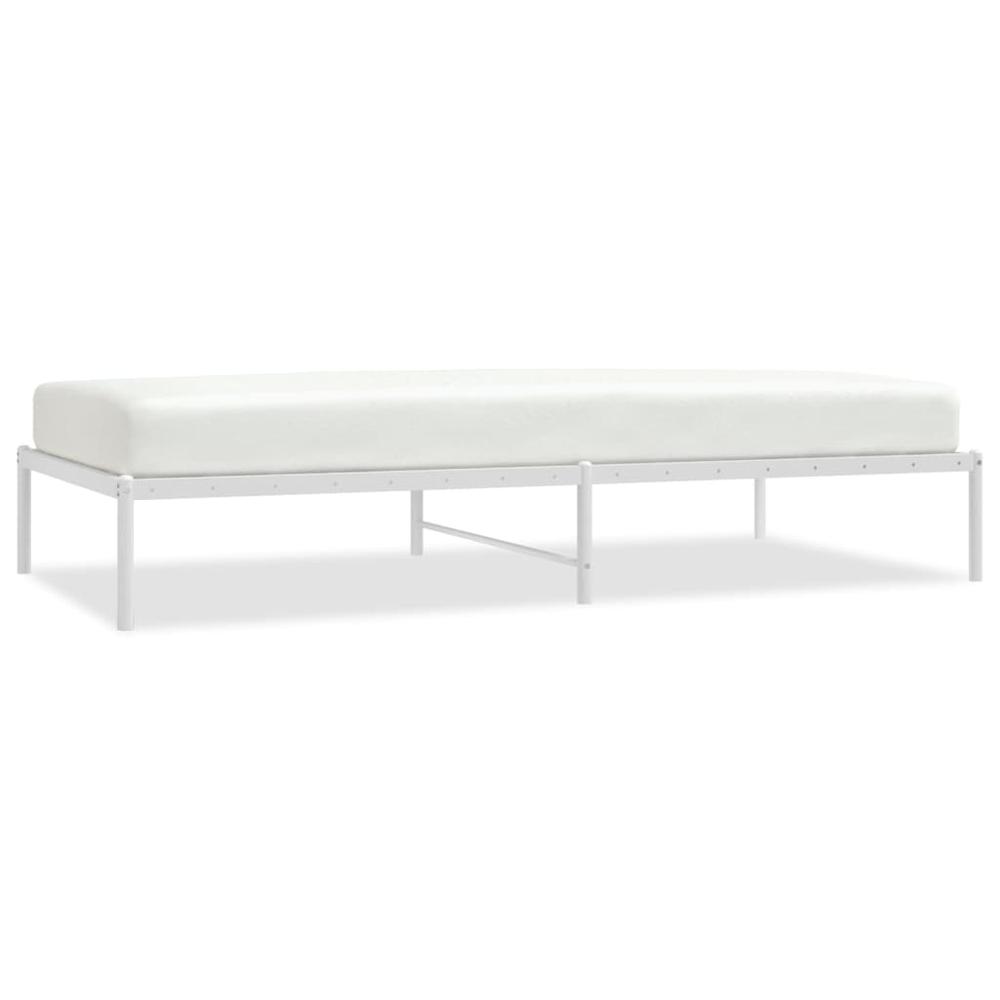 Metal Bed Frame White 39.4"x78.7". Picture 1