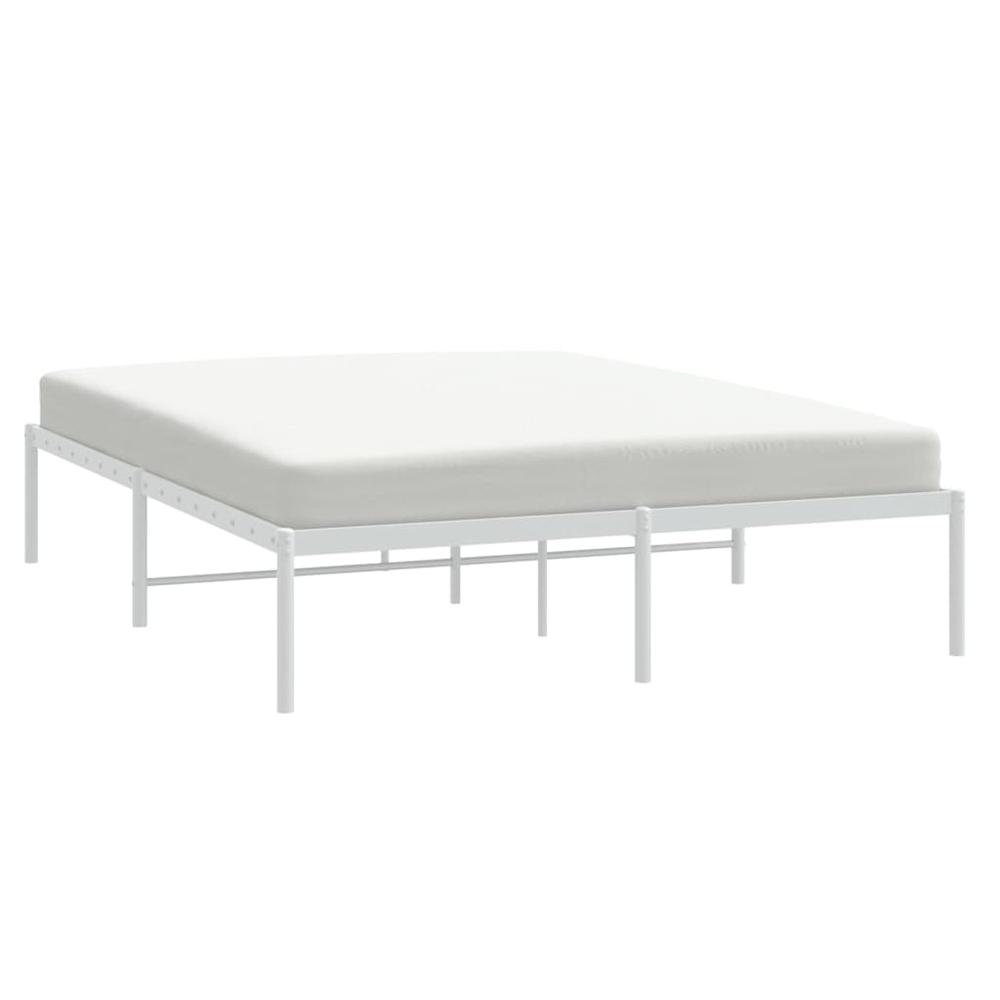 Metal Bed Frame White 59.1"x78.7". Picture 2
