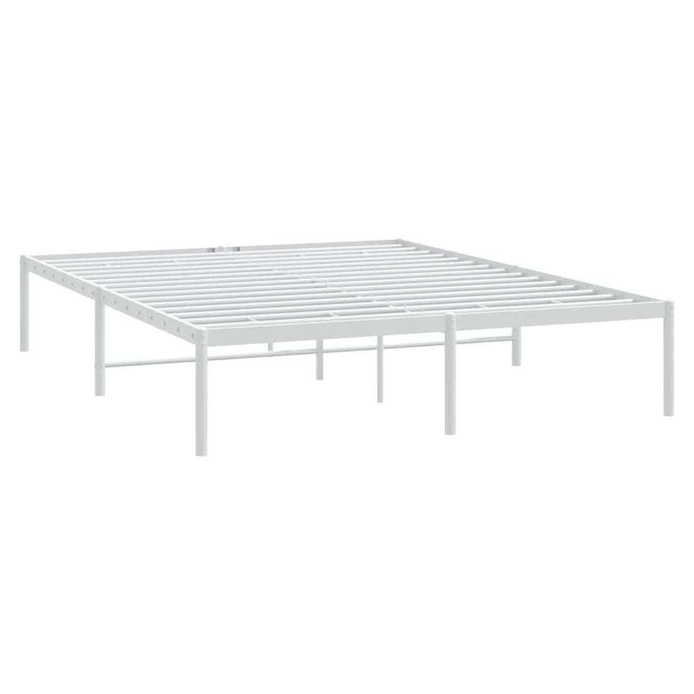 Metal Bed Frame White 59.1"x78.7". Picture 3