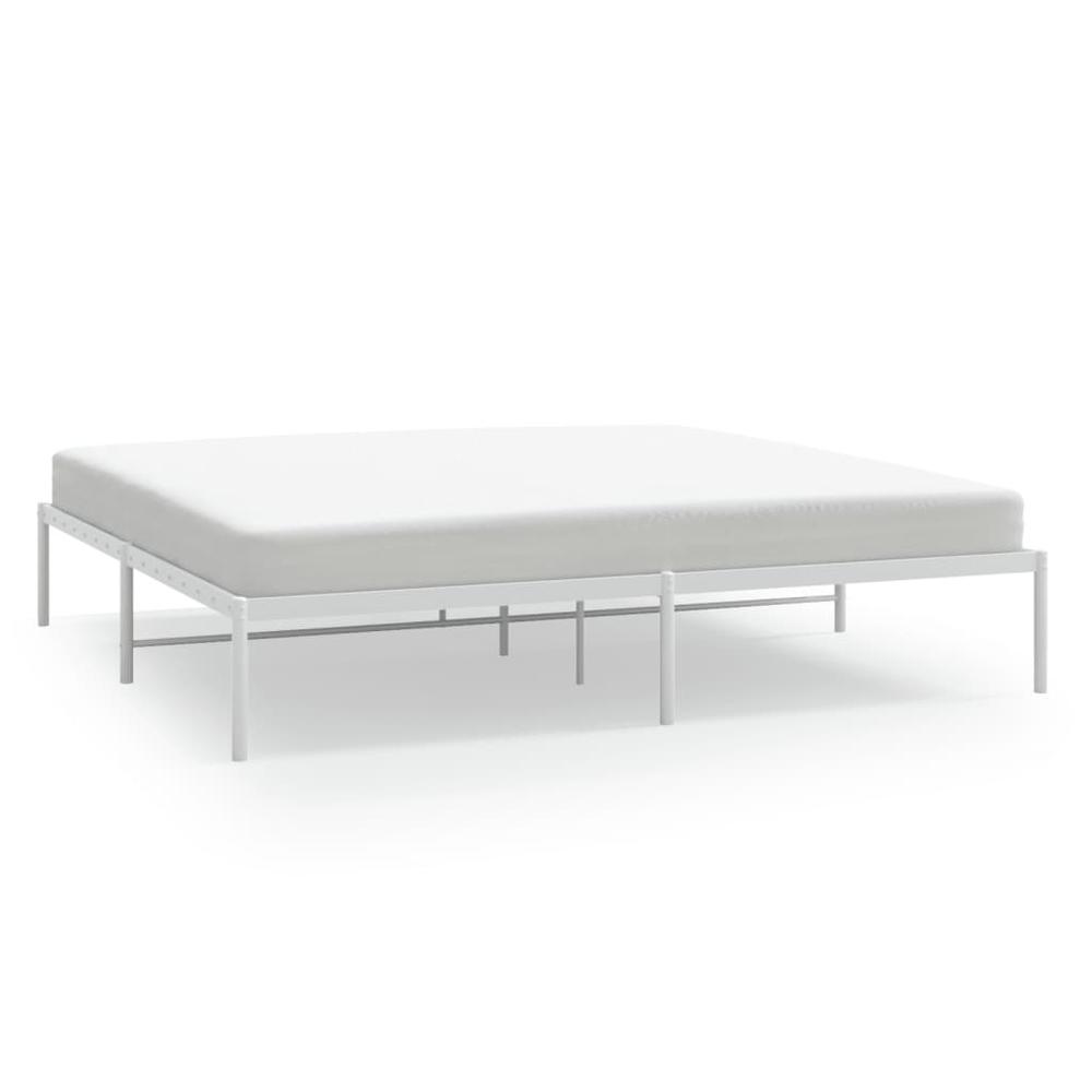 Metal Bed Frame White 76"x79.9" King. Picture 1