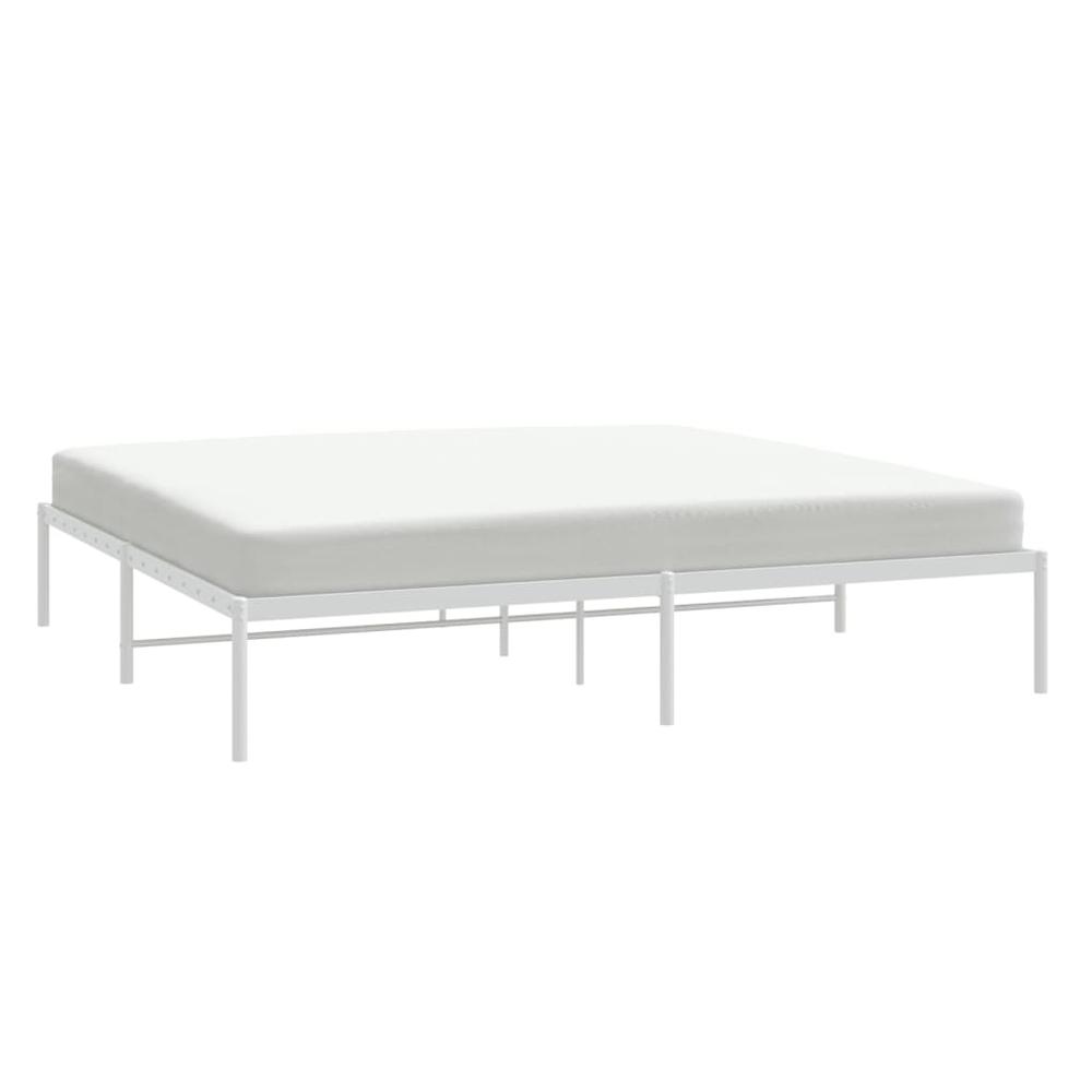 Metal Bed Frame White 76"x79.9" King. Picture 2