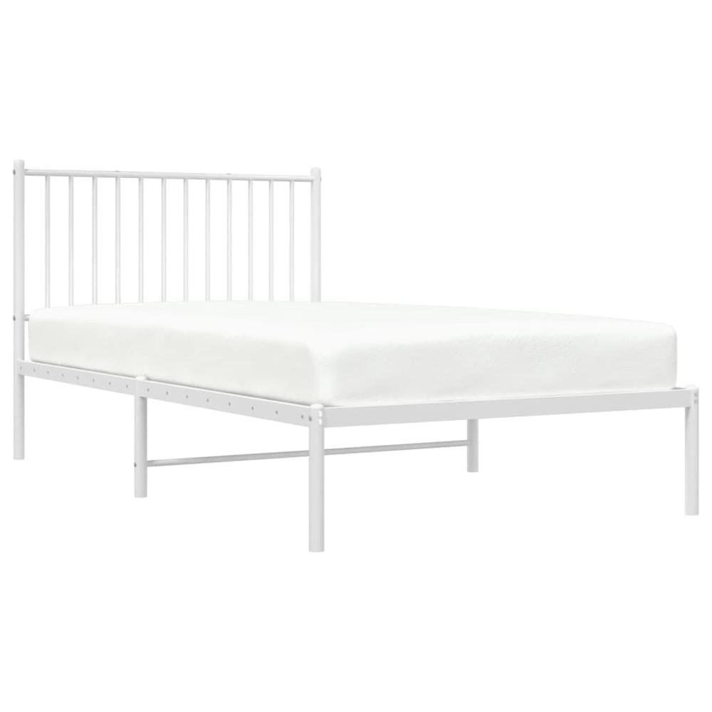 Metal Bed Frame with Headboard White 39.4"x74.8" Twin. Picture 2