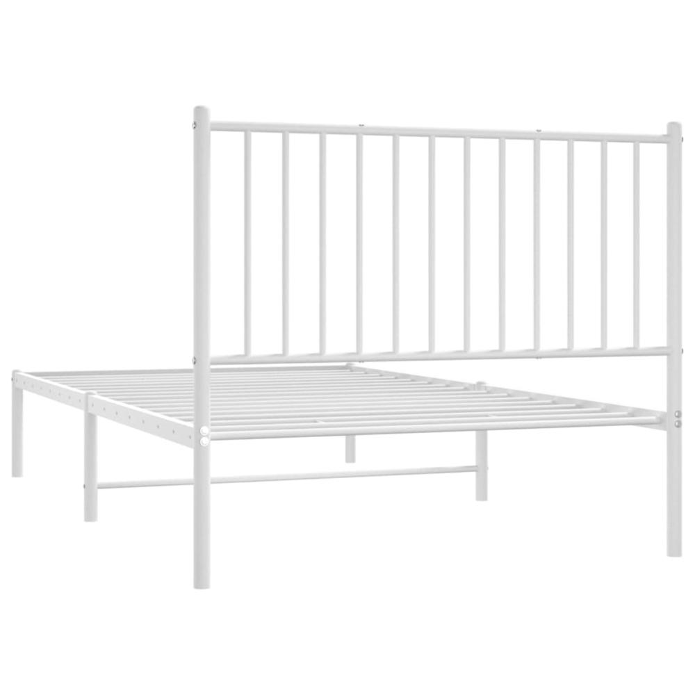 Metal Bed Frame with Headboard White 39.4"x74.8" Twin. Picture 6