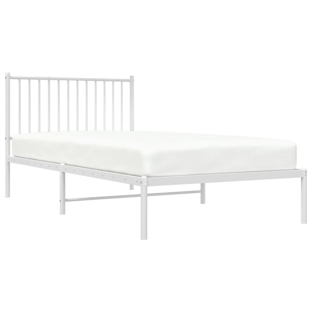 Metal Bed Frame with Headboard White 39.4"x78.7". Picture 2