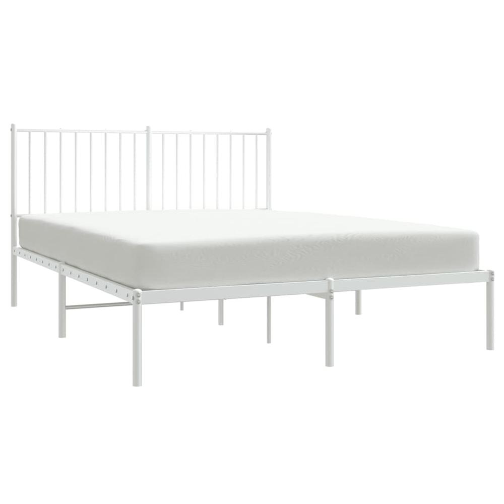 Metal Bed Frame with Headboard White 53.9"x74.8" Full. Picture 2