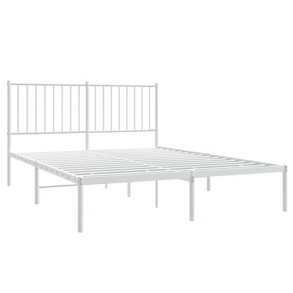 Metal Bed Frame with Headboard White 53.9"x74.8" Full. Picture 3