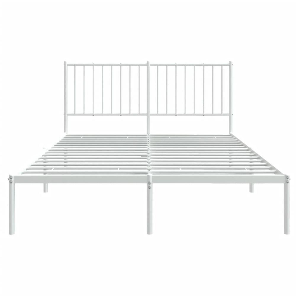 Metal Bed Frame with Headboard White 53.9"x74.8" Full. Picture 4