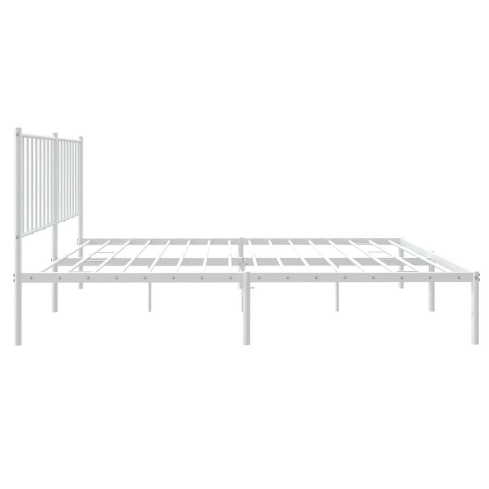 Metal Bed Frame with Headboard White 53.9"x74.8" Full. Picture 5