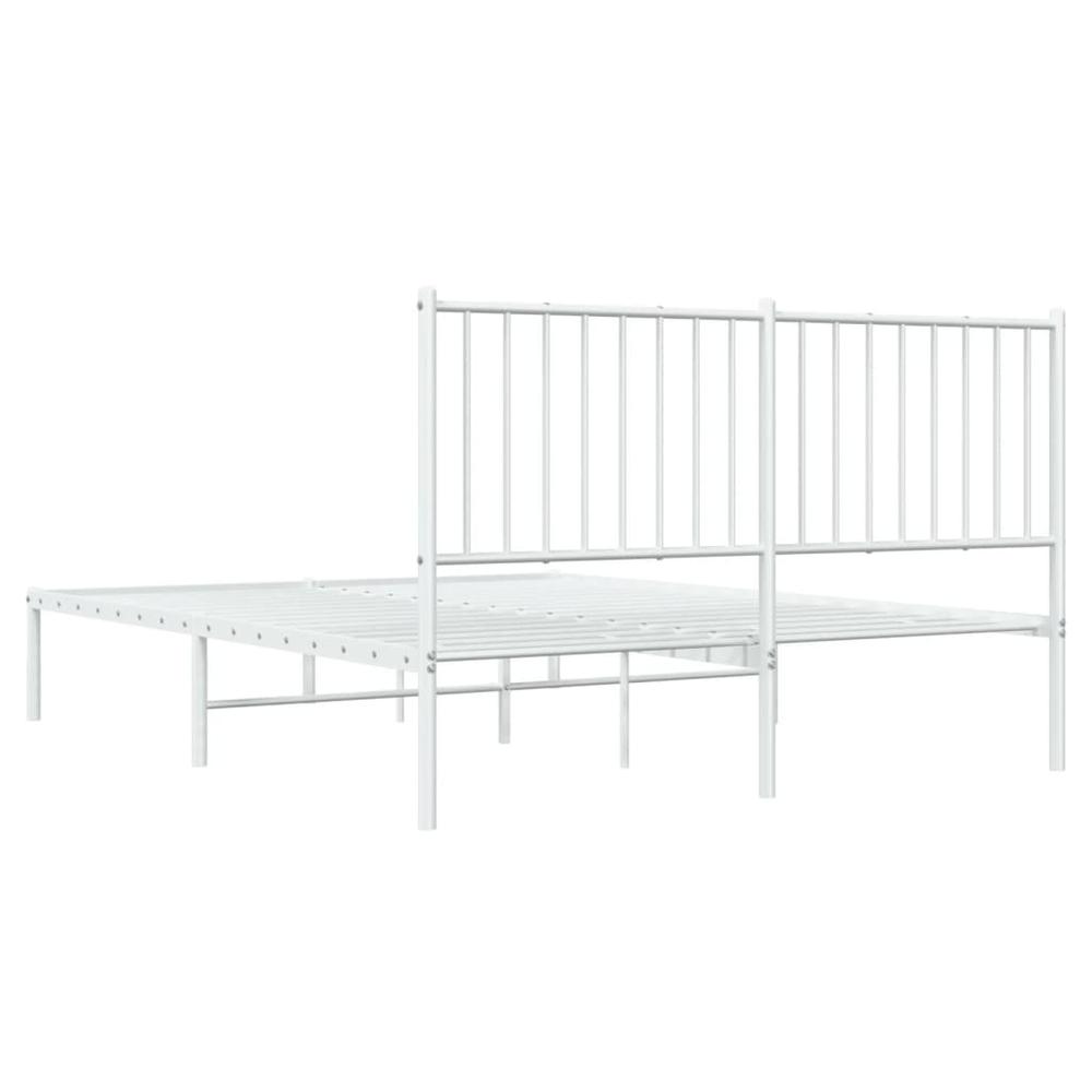 Metal Bed Frame with Headboard White 53.9"x74.8" Full. Picture 6