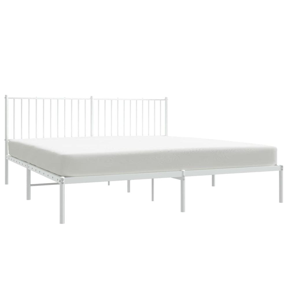 Metal Bed Frame with Headboard White 72"x83.9" California King. Picture 2