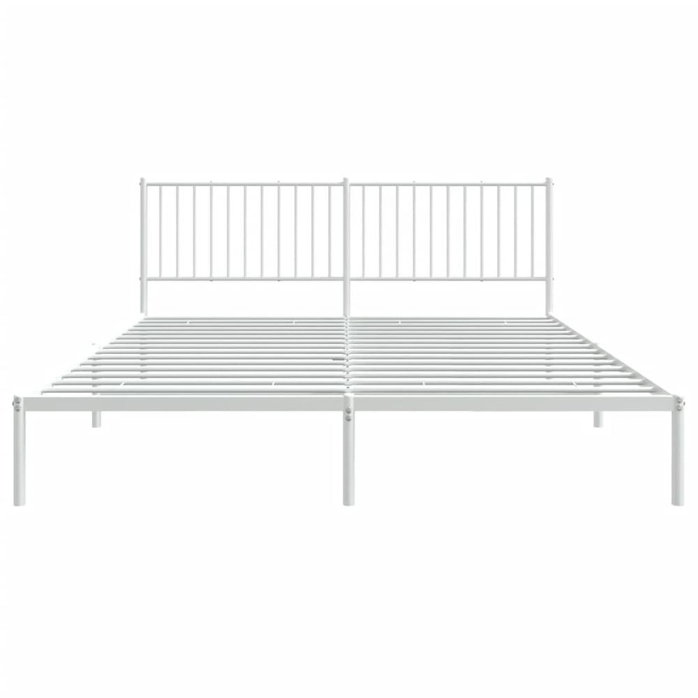 Metal Bed Frame with Headboard White 72"x83.9" California King. Picture 4