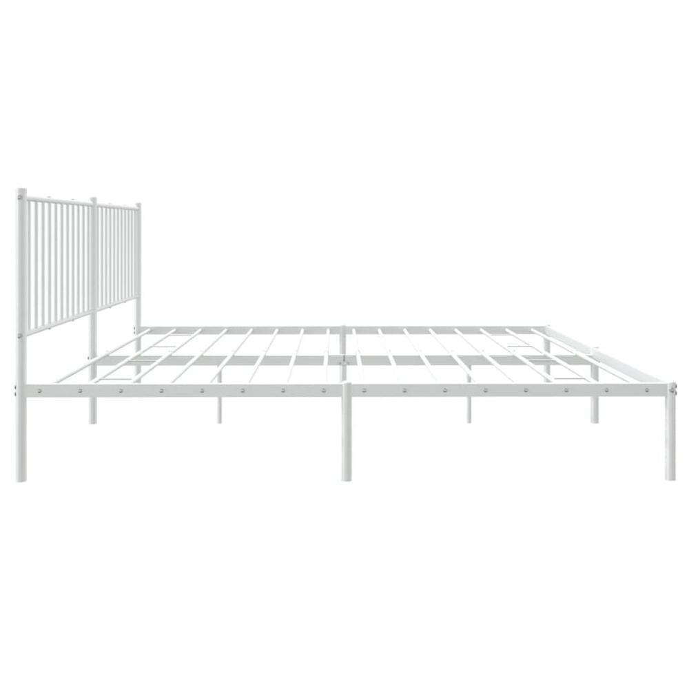 Metal Bed Frame with Headboard White 72"x83.9" California King. Picture 5