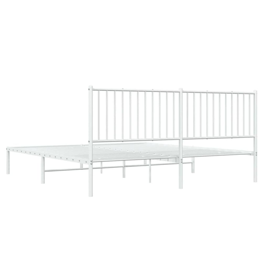 Metal Bed Frame with Headboard White 72"x83.9" California King. Picture 6