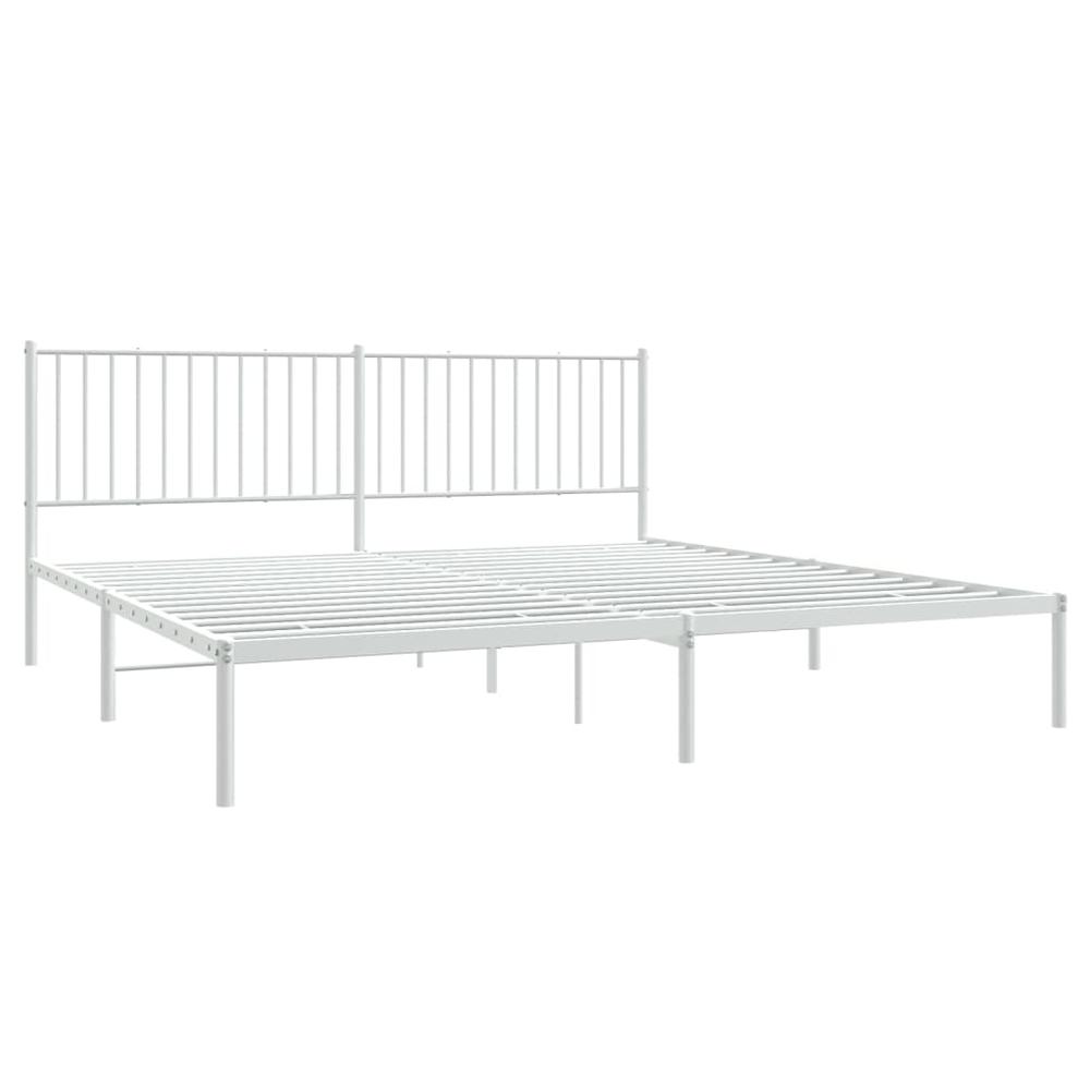 Metal Bed Frame with Headboard White 76"x79.9" King. Picture 3