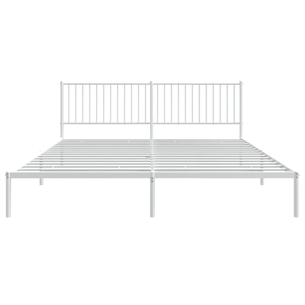 Metal Bed Frame with Headboard White 76"x79.9" King. Picture 4