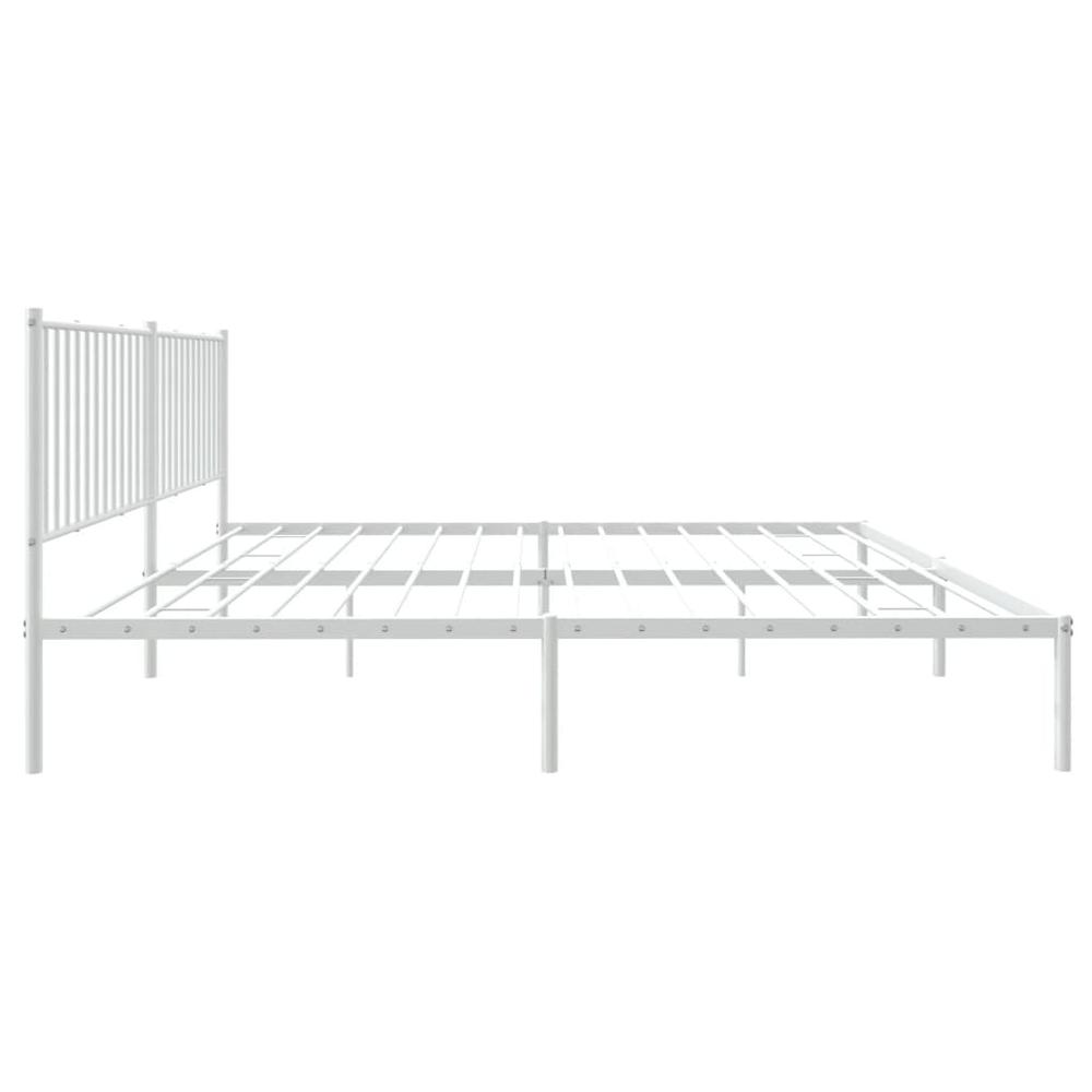 Metal Bed Frame with Headboard White 76"x79.9" King. Picture 5
