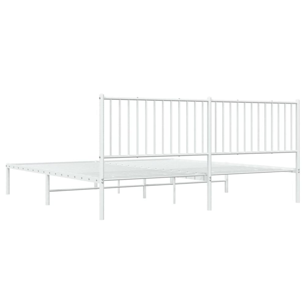 Metal Bed Frame with Headboard White 76"x79.9" King. Picture 6