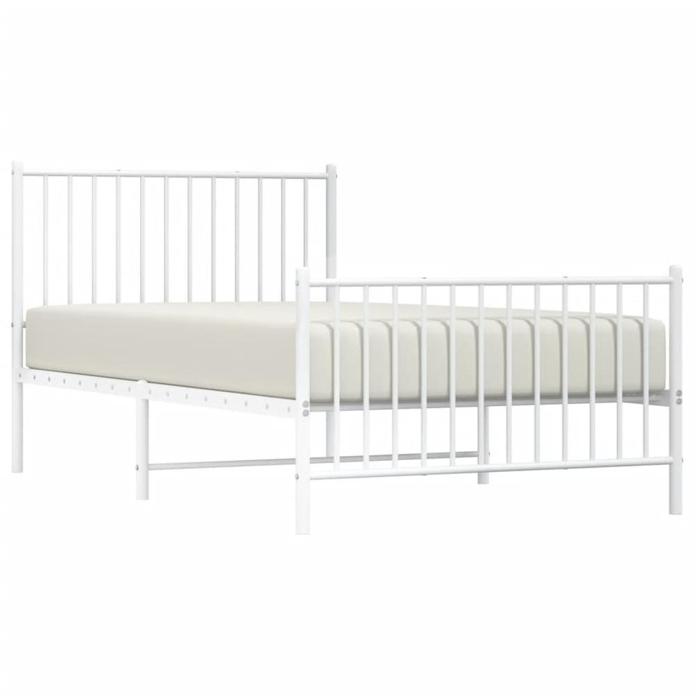 Metal Bed Frame with Headboard and Footboard White 39.4"x74.8" Twin. Picture 2