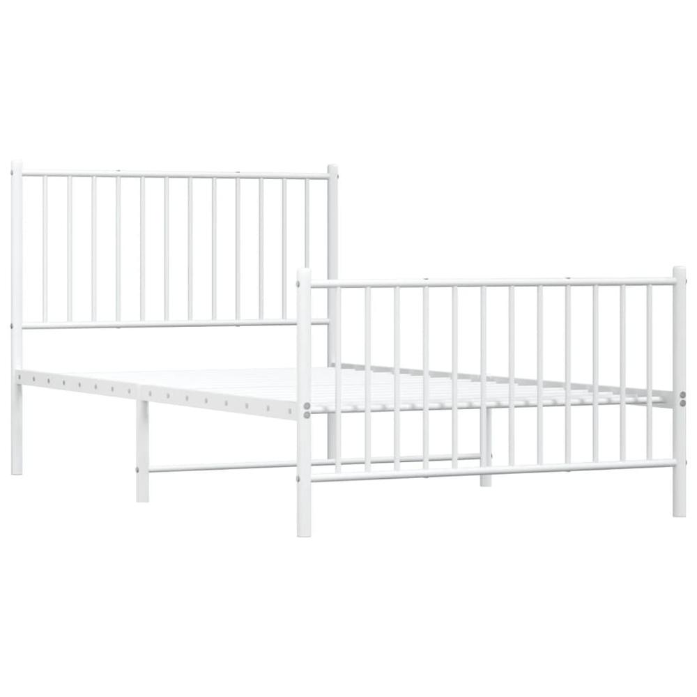 Metal Bed Frame with Headboard and Footboard White 39.4"x74.8" Twin. Picture 3