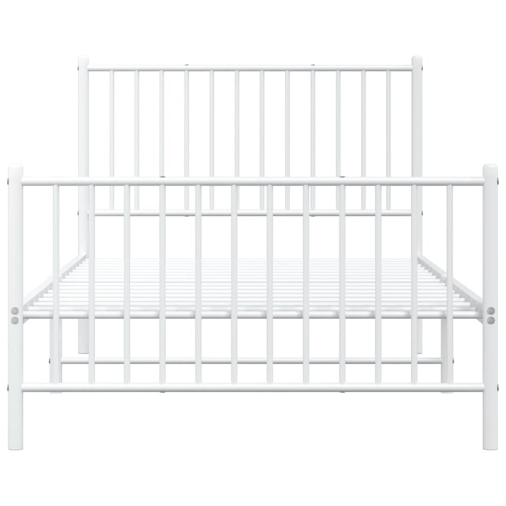 Metal Bed Frame with Headboard and Footboard White 39.4"x74.8" Twin. Picture 4