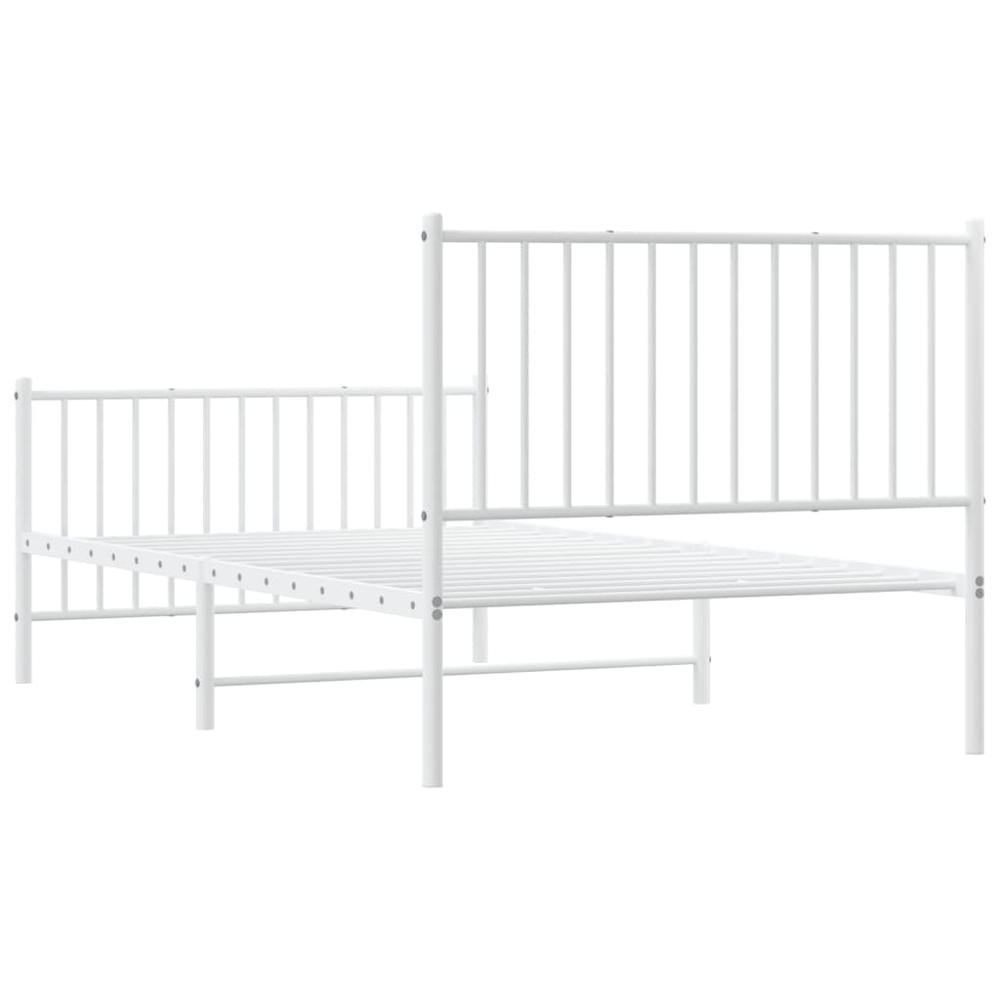 Metal Bed Frame with Headboard and Footboard White 39.4"x74.8" Twin. Picture 6