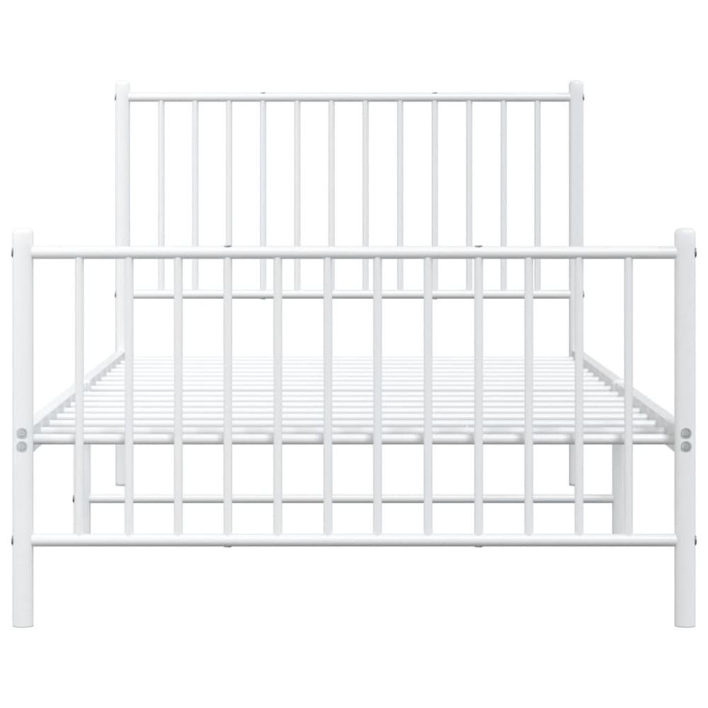 Metal Bed Frame with Headboard and Footboard White 39.4"x78.7". Picture 4