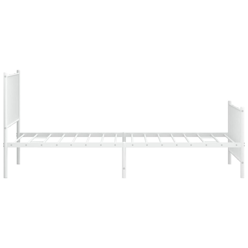 Metal Bed Frame with Headboard and Footboard White 39.4"x78.7". Picture 5