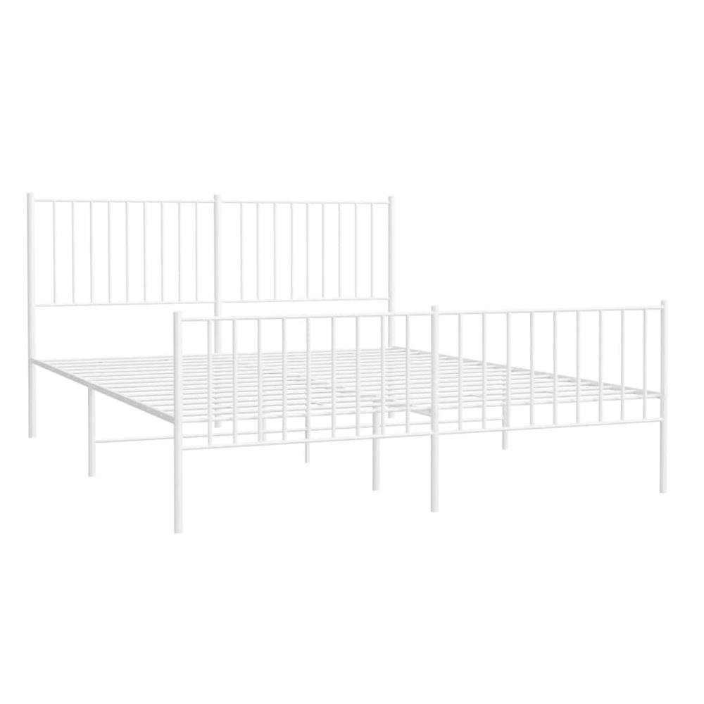 Metal Bed Frame with Headboard and Footboard White 59.8"x78.7". Picture 3