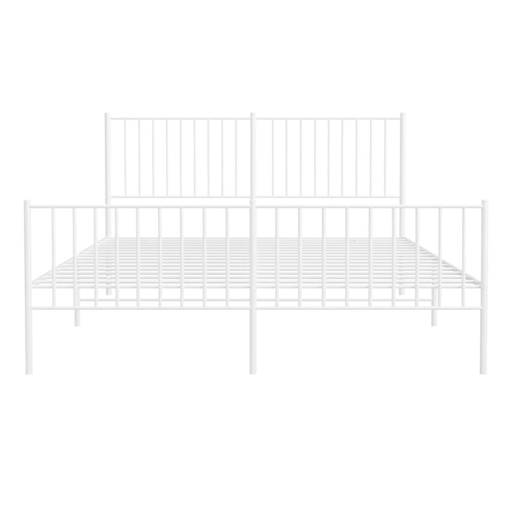 Metal Bed Frame with Headboard and Footboard White 59.8"x78.7". Picture 4