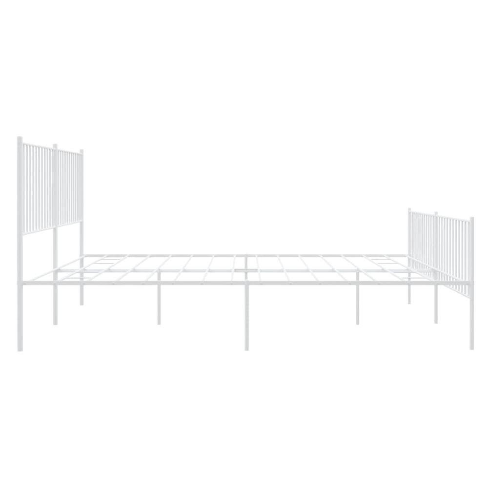Metal Bed Frame with Headboard&Footboard White 72"x83.9" California King. Picture 5