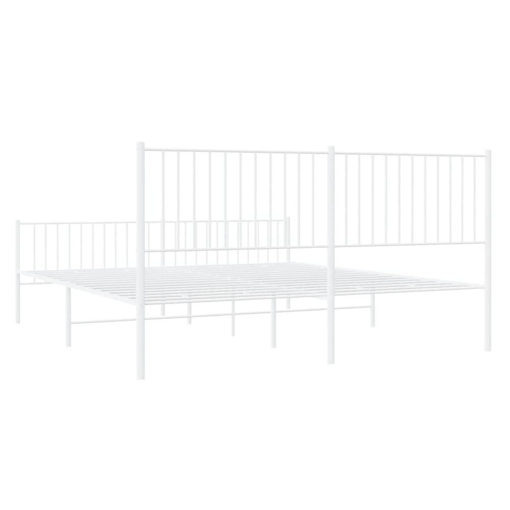 Metal Bed Frame with Headboard&Footboard White 72"x83.9" California King. Picture 6