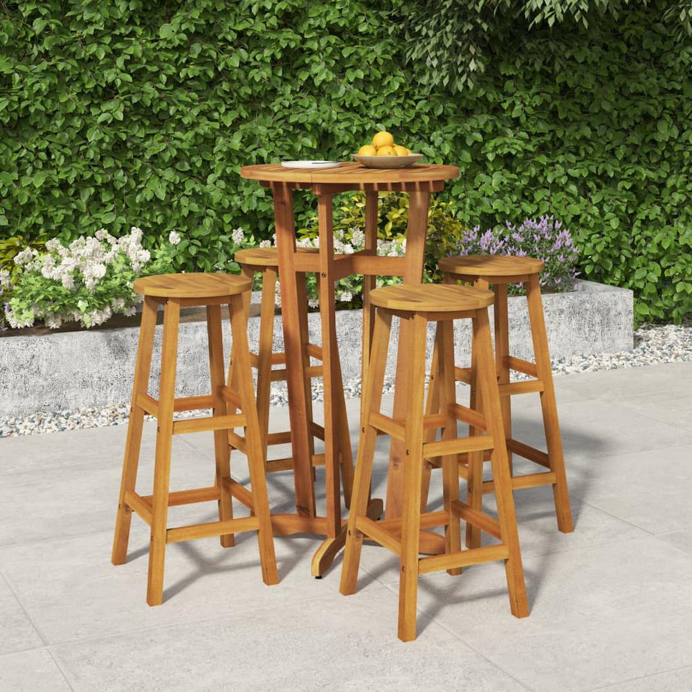 5 Piece Patio Bar Set Solid Wood Acacia. Picture 11