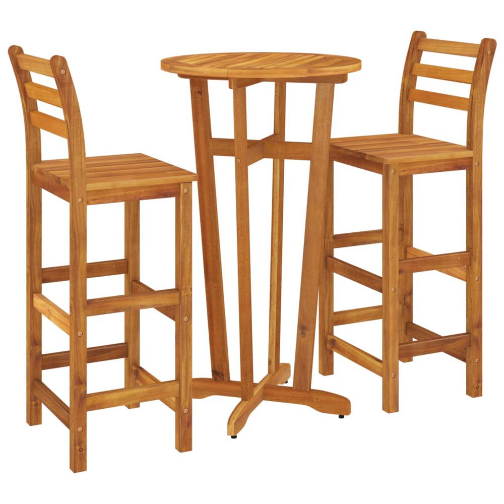 3 Piece Patio Bar Set Solid Wood Acacia. Picture 2