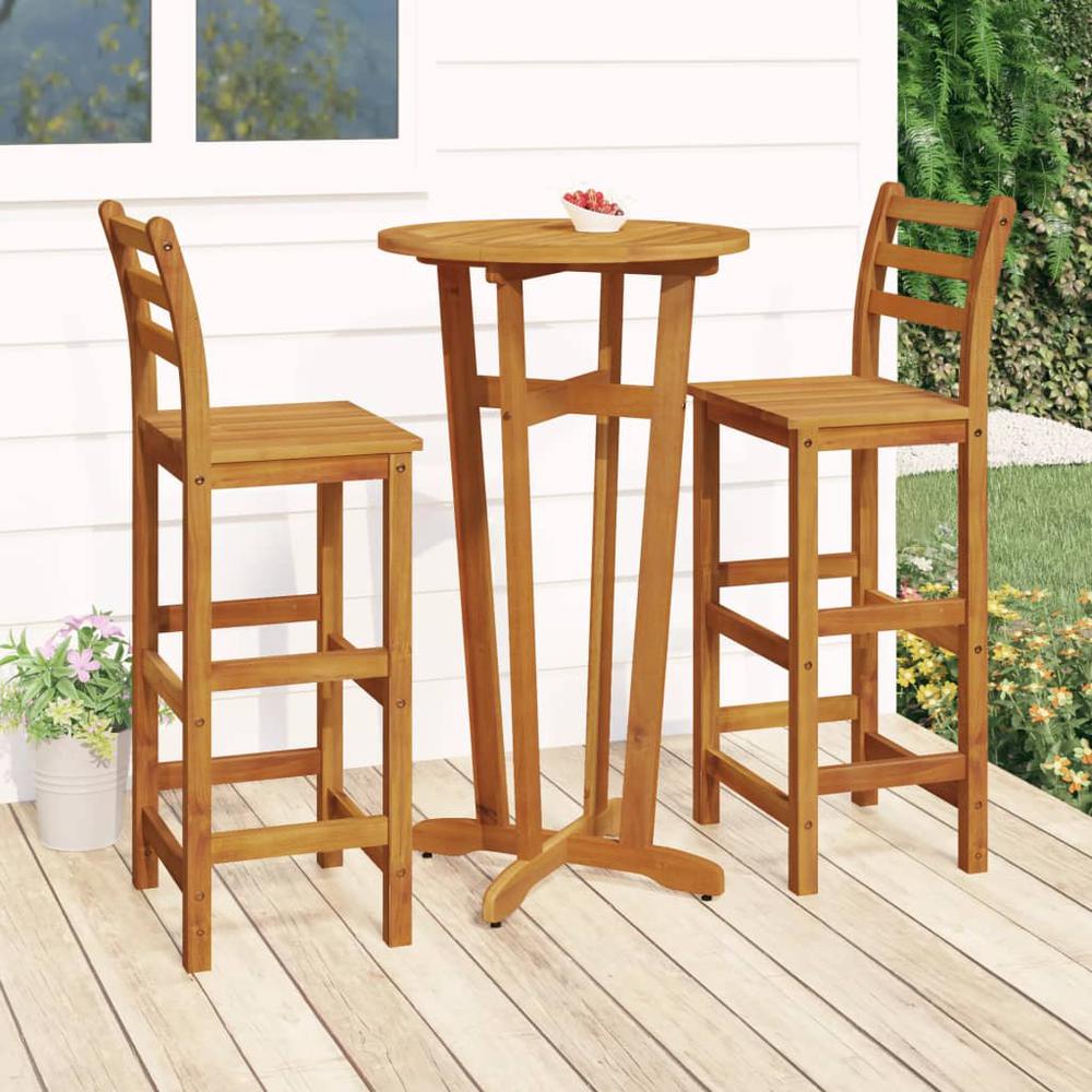 3 Piece Patio Bar Set Solid Wood Acacia. Picture 11