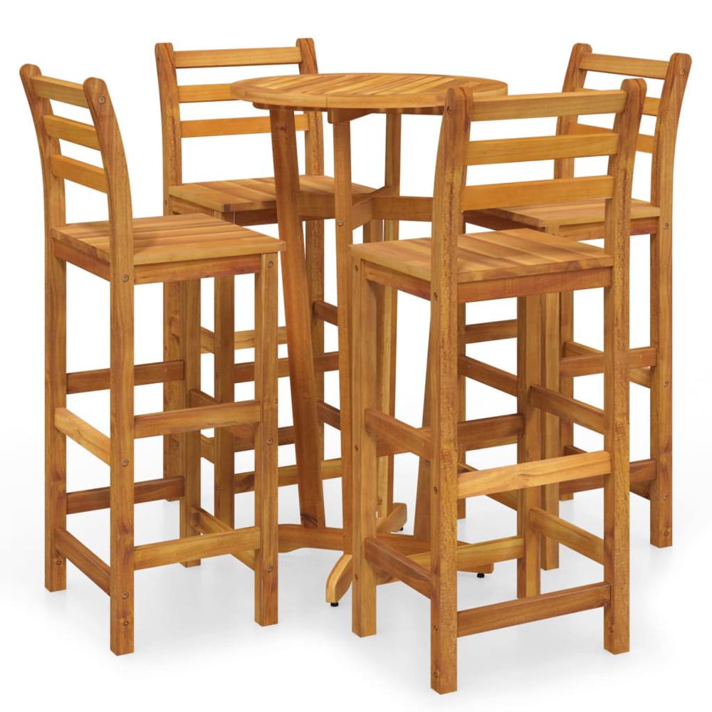 5 Piece Patio Bar Set Solid Wood Acacia. Picture 1