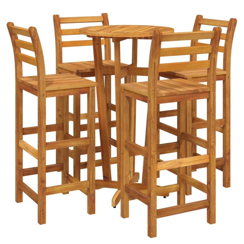 5 Piece Patio Bar Set Solid Wood Acacia. Picture 2
