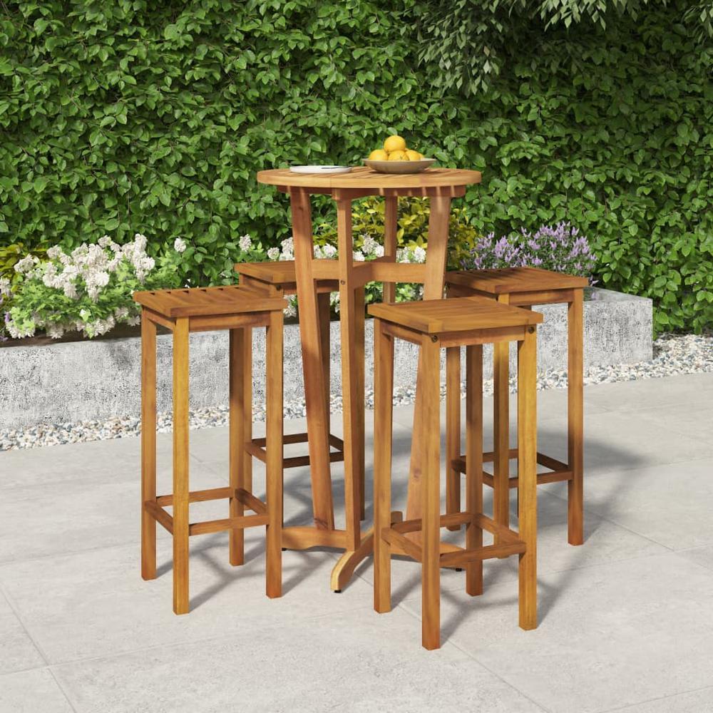 5 Piece Patio Bar Set Solid Wood Acacia. Picture 11