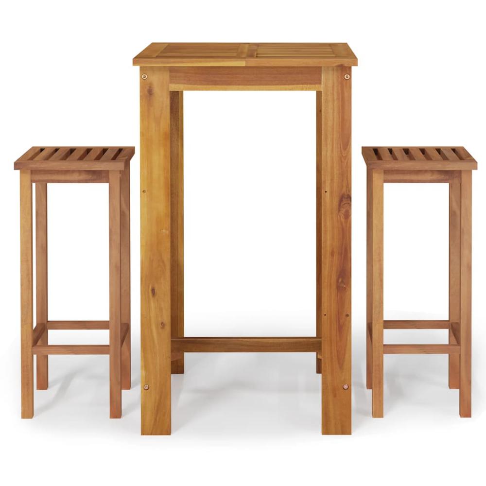 3 Piece Patio Bar Set Solid Wood Acacia. Picture 1