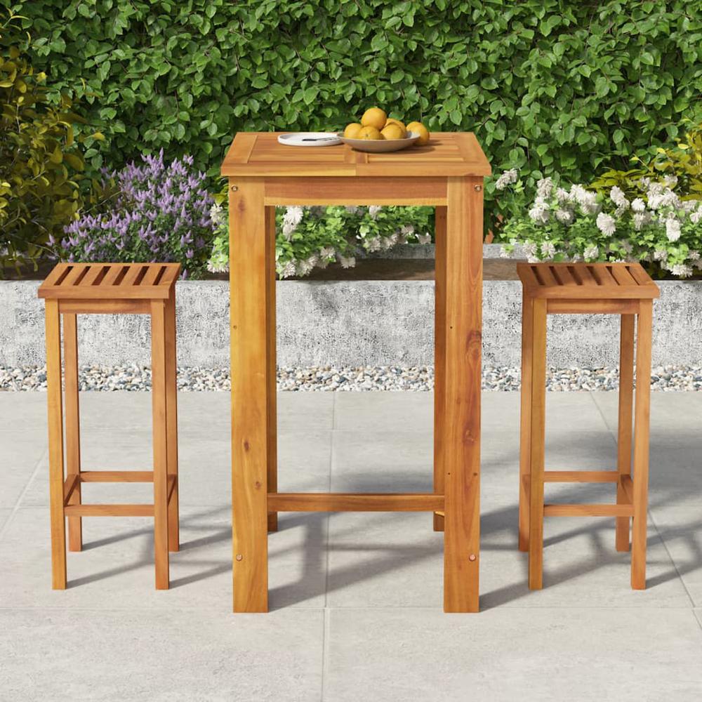 3 Piece Patio Bar Set Solid Wood Acacia. Picture 10