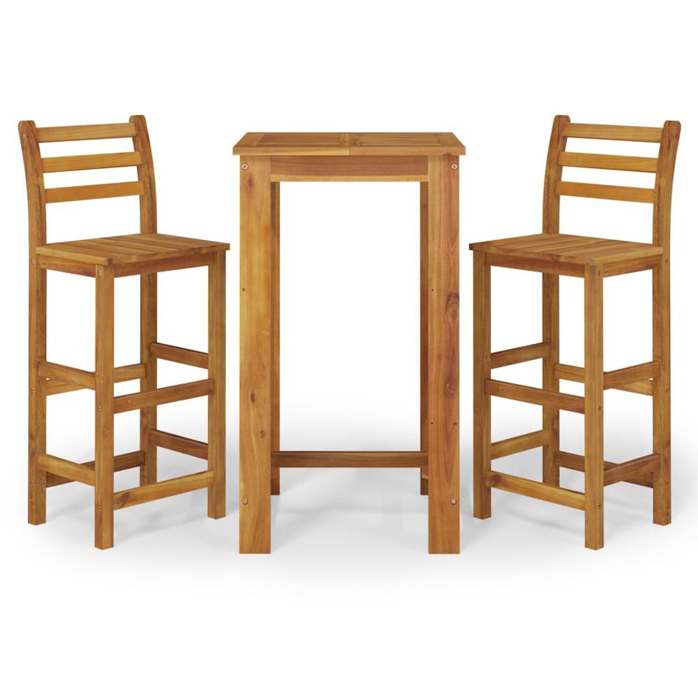 3 Piece Patio Bar Set Solid Wood Acacia. Picture 1