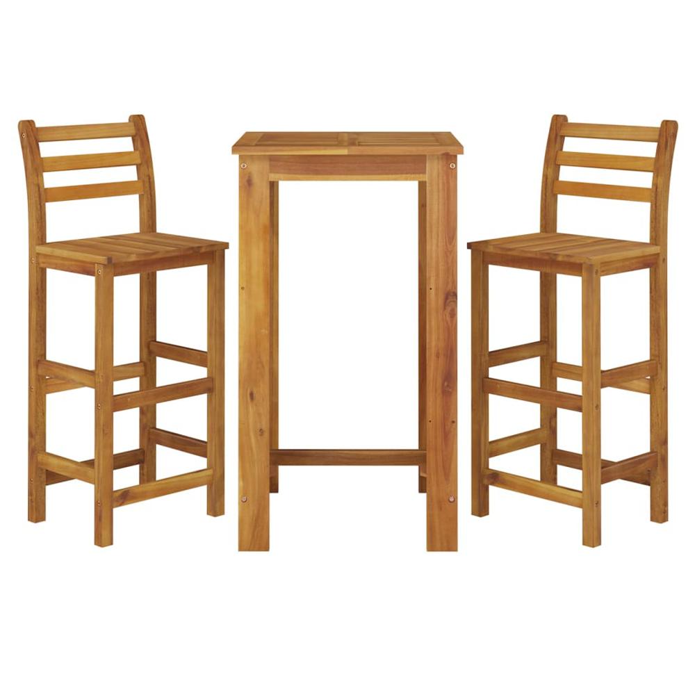 3 Piece Patio Bar Set Solid Wood Acacia. Picture 2