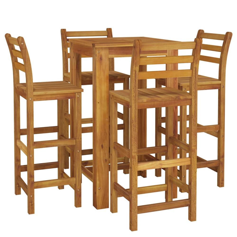 5 Piece Patio Bar Set Solid Wood Acacia. Picture 2