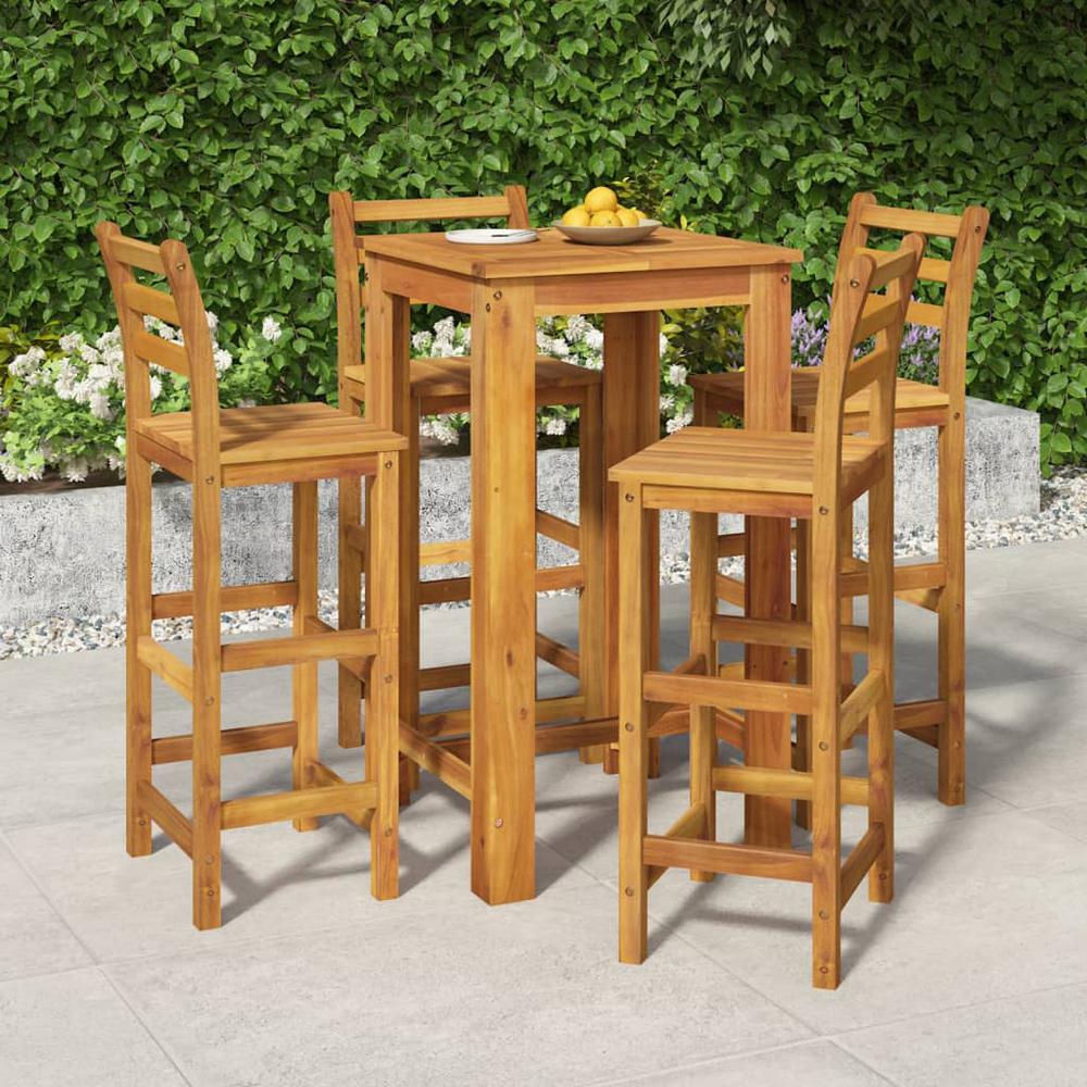 5 Piece Patio Bar Set Solid Wood Acacia. Picture 10