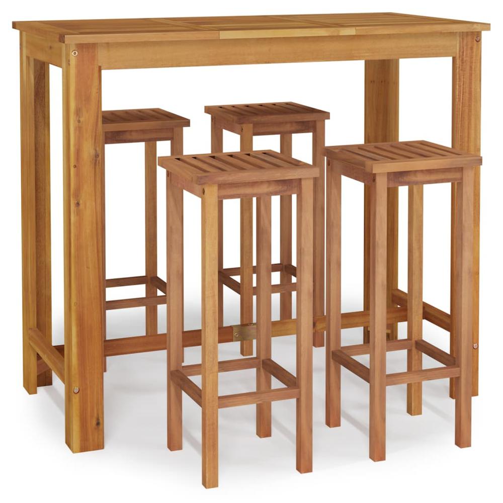 5 Piece Patio Bar Set Solid Wood Acacia. Picture 1