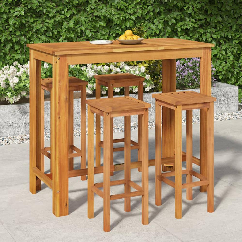 5 Piece Patio Bar Set Solid Wood Acacia. Picture 10