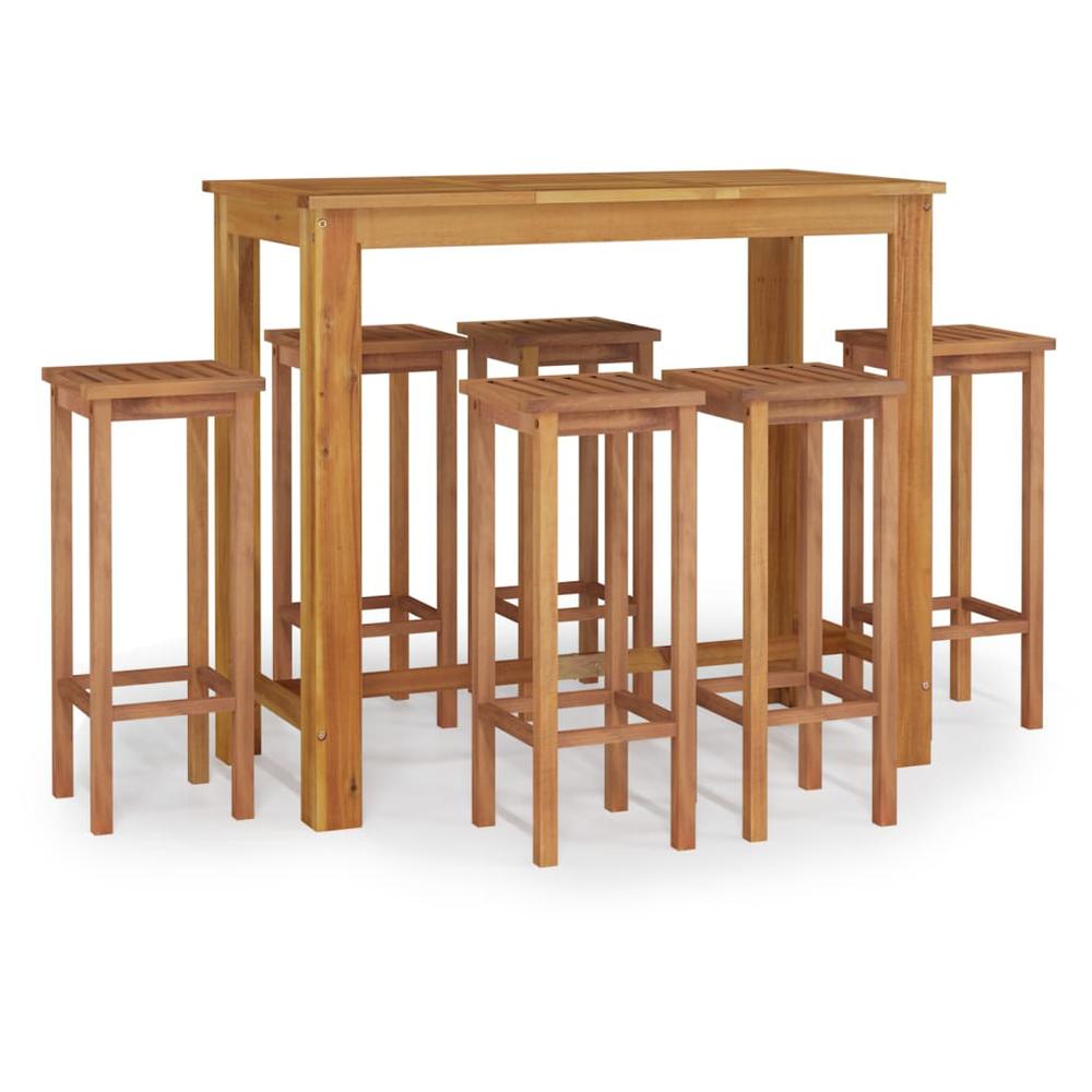 7 Piece Patio Bar Set Solid Wood Acacia. Picture 1