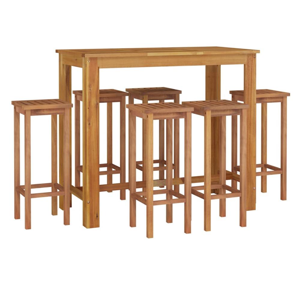 7 Piece Patio Bar Set Solid Wood Acacia. Picture 2